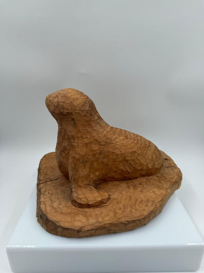 Vintage Holzskulptur Robbe, Schwarzwald Volkskunst