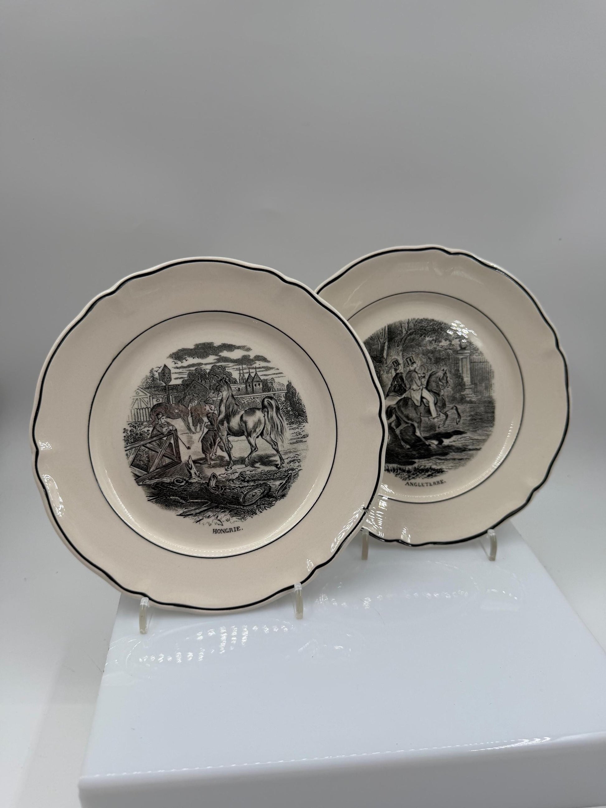 Set von 2 Vintage Sammelteller von Villeroy und Boch mit Pferdemotiv