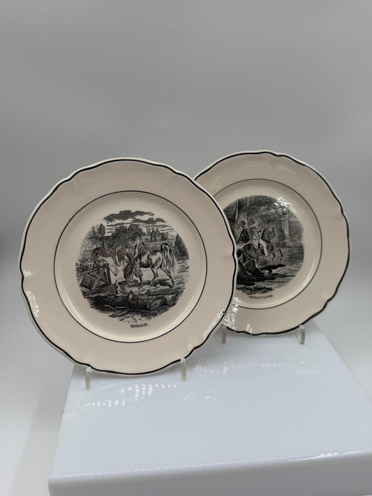 Set von 2 Vintage Sammelteller von Villeroy und Boch mit Pferdemotiv
