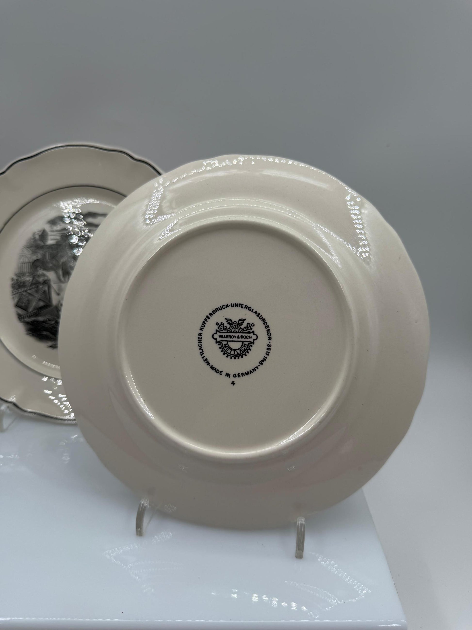 Set von 2 Vintage Sammelteller von Villeroy und Boch mit Pferdemotiv