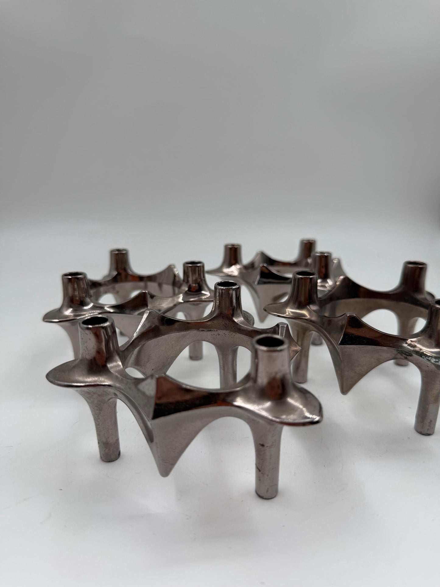 Set von 4 Vintage Kerzenhalter von Ceasar Stoffi und Fritz Nagel für BMF, Chromstahl