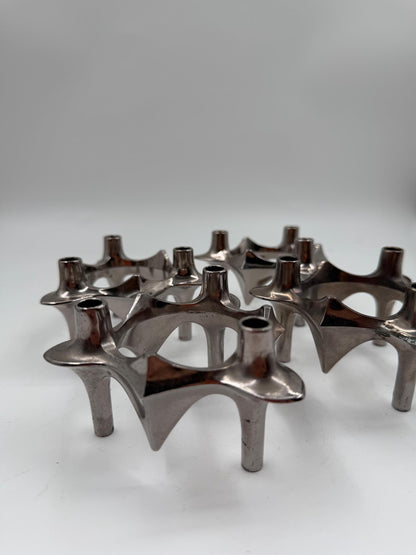 Set von 4 Vintage Kerzenhalter von Ceasar Stoffi und Fritz Nagel für BMF, Chromstahl