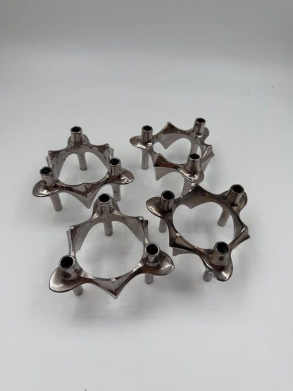 Set von 4 Vintage Kerzenhalter von Ceasar Stoffi und Fritz Nagel für BMF, Chromstahl
