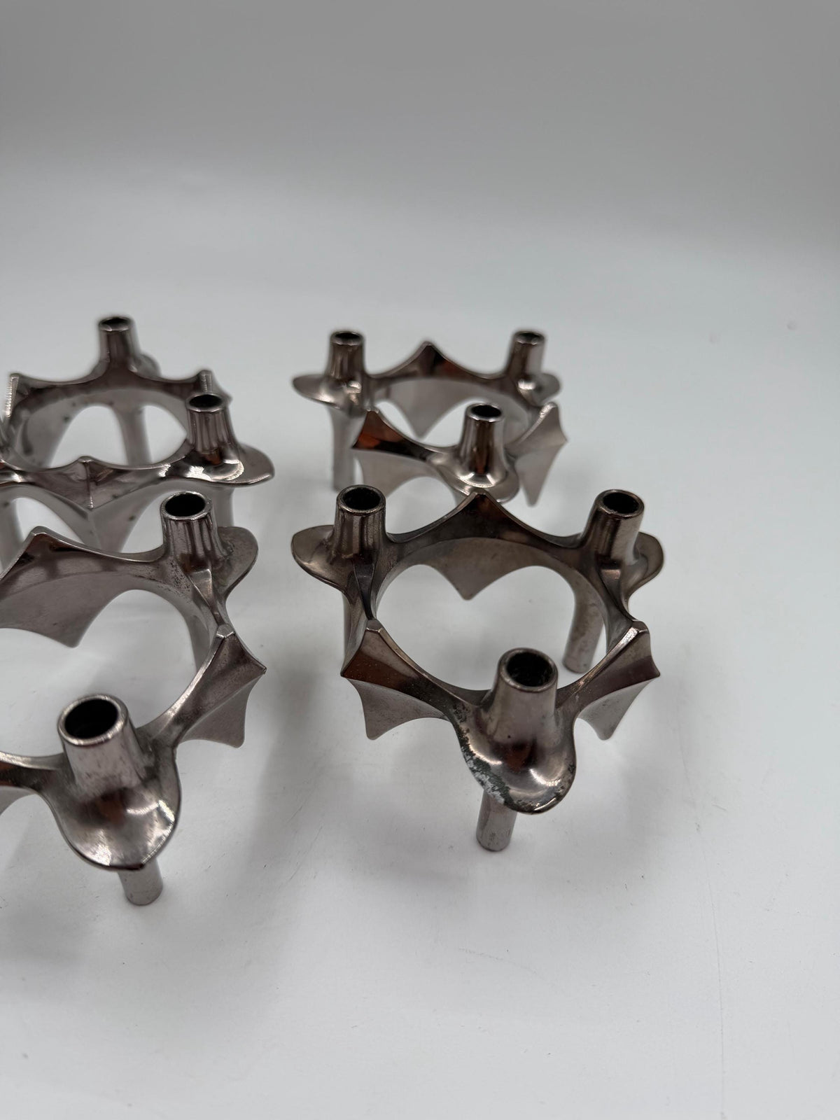 Set von 4 Vintage Kerzenhalter von Ceasar Stoffi und Fritz Nagel für BMF, Chromstahl
