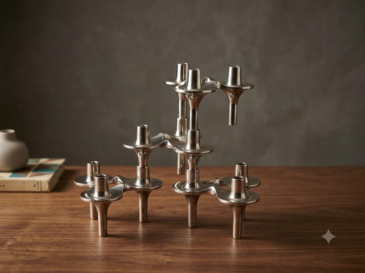 Set von 4 Vintage Kerzenhalter von Ceasar Stoffi für BMF