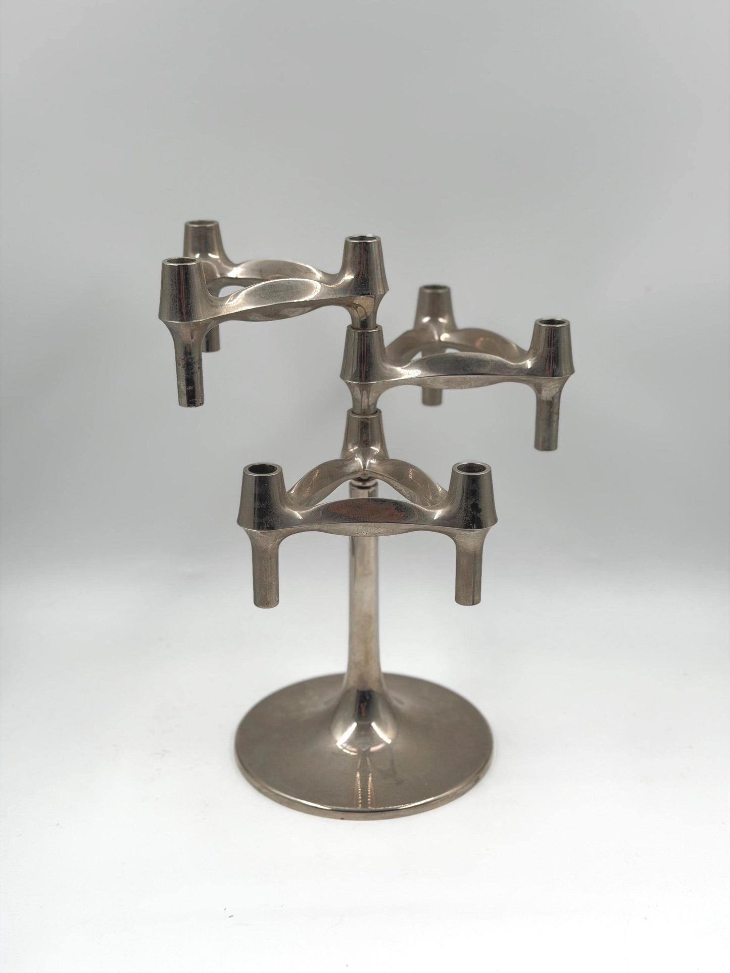 Vintage Kerzenhalter "Stecksystem" von Werner Stoff für BMF Nagel, Chrom