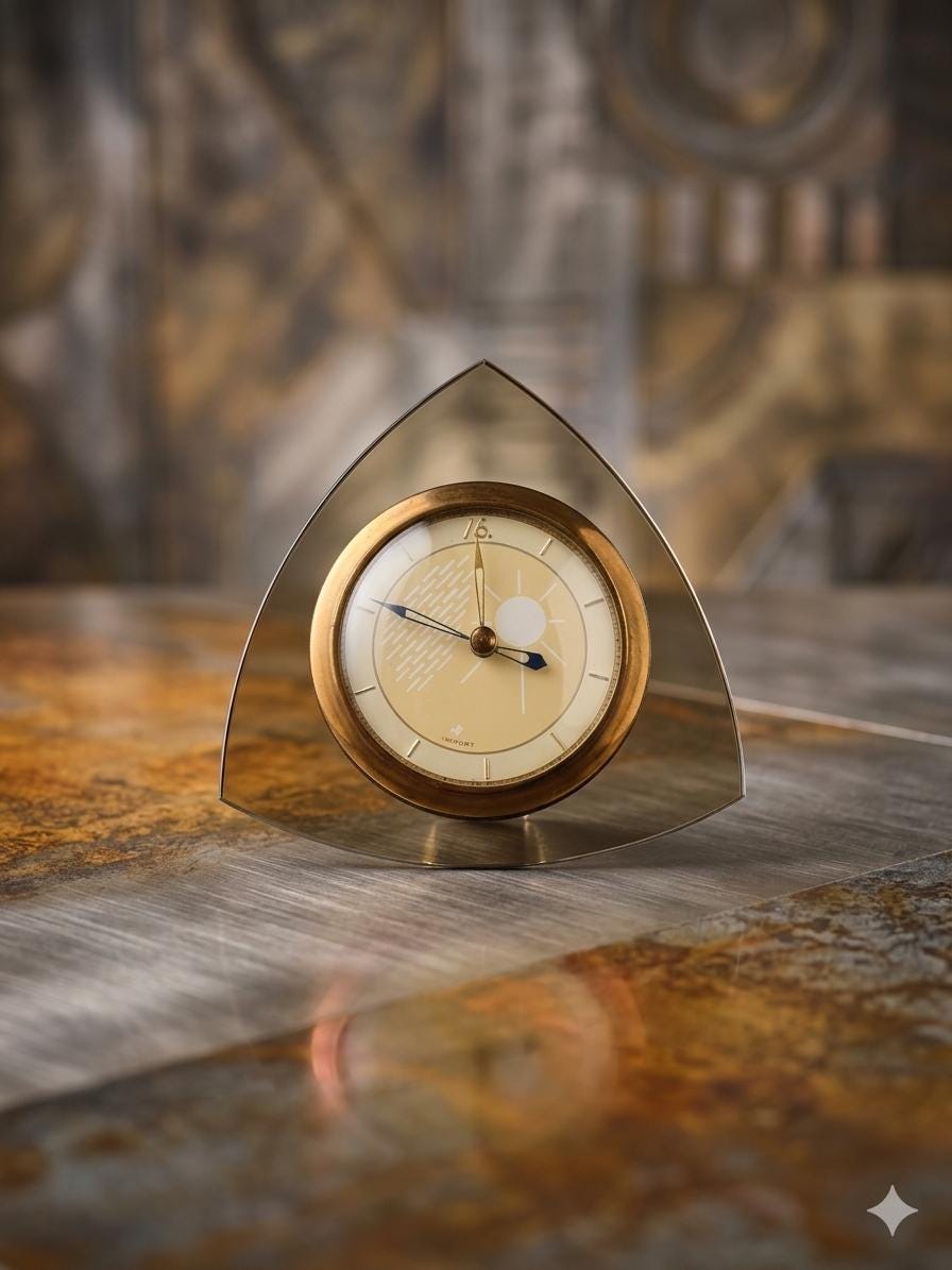 Vintage Space Age Barometer aus Rauchglas in Dreiecksform 1960er 70er
