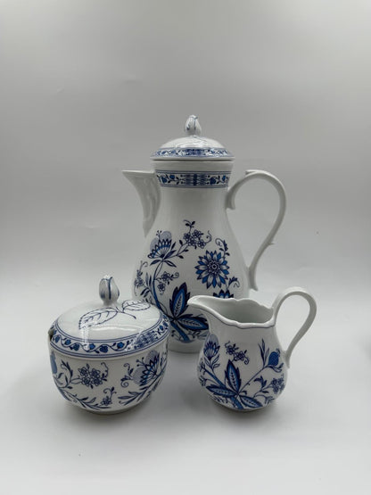 Vintage Kaffeeservice "Marienbad Ingres" mit Zwiebelmuster für 6 Personen, 15-teilig