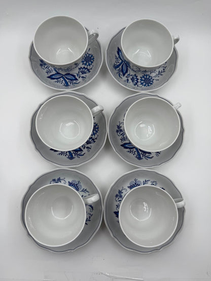 Vintage Kaffeeservice "Marienbad Ingres" mit Zwiebelmuster für 6 Personen, 15-teilig