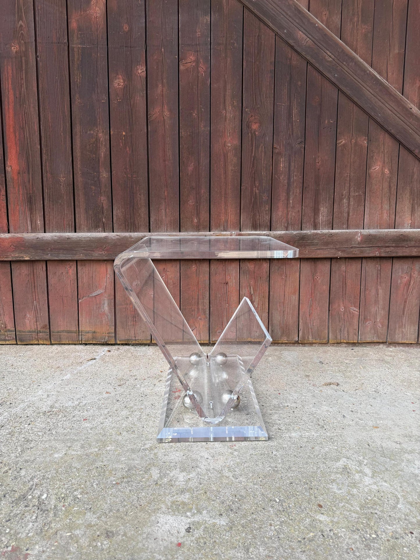 Vintage Beistelltisch Lucite Z-Form im Stil von Charles Hollis Jones