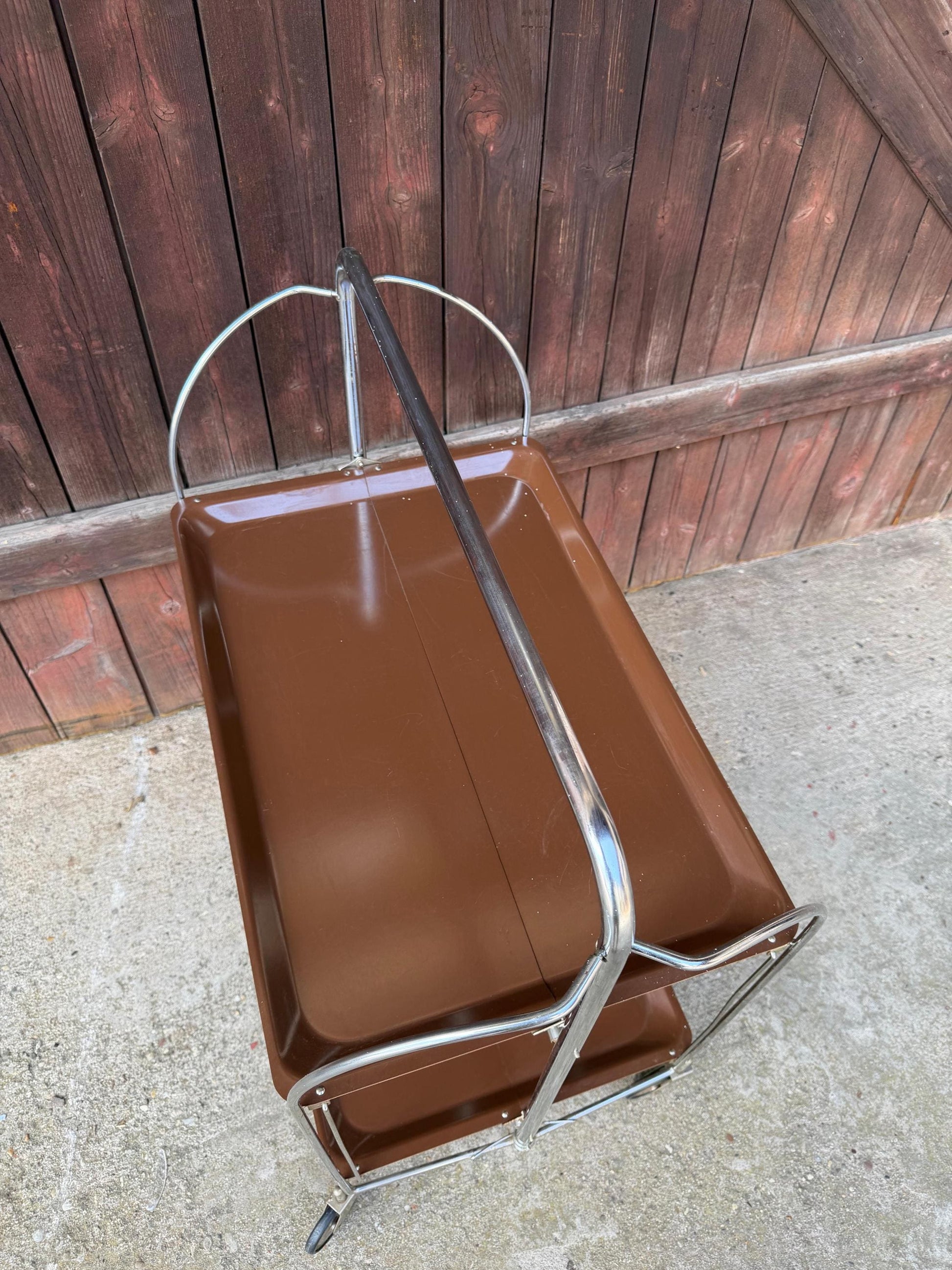 Vintage Servierwagen von Dinett, zweistufig, Chrom