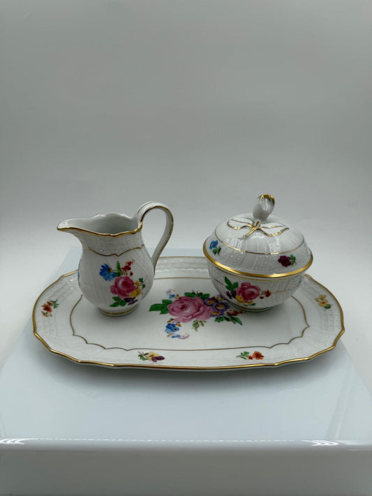 Vintage Porzellan Set von Hutschenreuther Dresden mit floralem Dekor