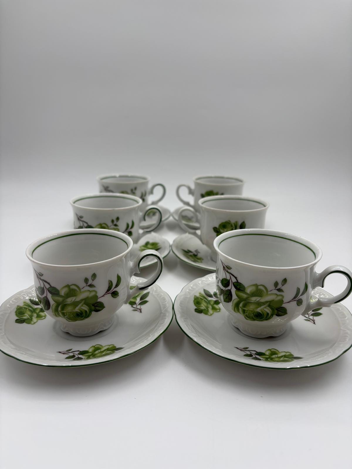 Vintage Mokka- und Kaffeeservice von Mitterteich Bavaria aus weißem Porzellan mit Goldakzenten