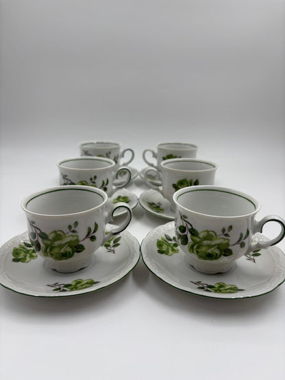 Vintage Mokka- und Kaffeeservice von Mitterteich Bavaria aus weißem Porzellan mit Goldakzenten