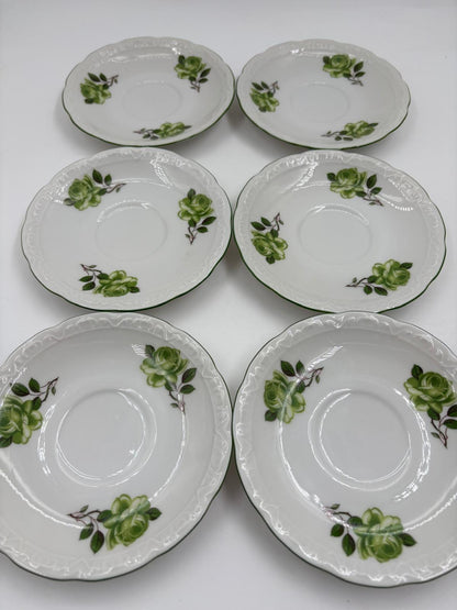 Vintage Mokka- und Kaffeeservice von Mitterteich Bavaria aus weißem Porzellan mit Goldakzenten