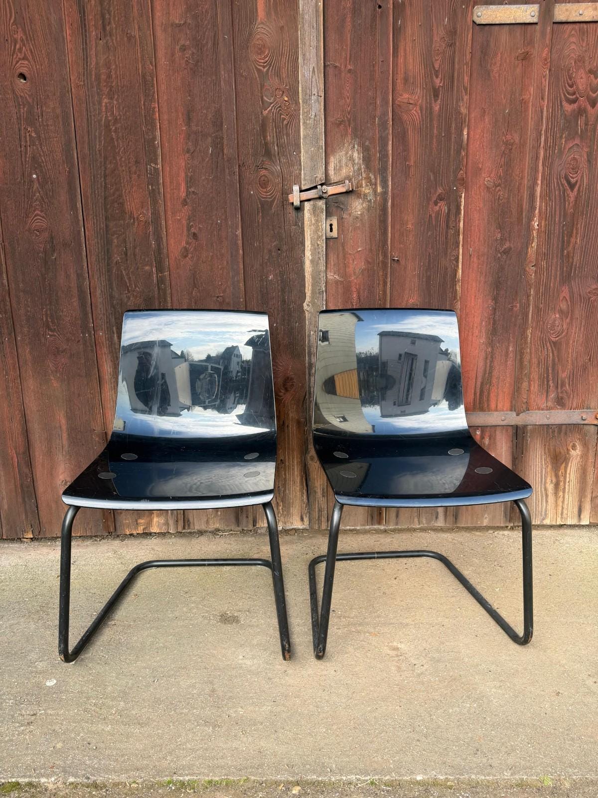 Set von 2 Vintage Stuhl "Tobias" von IKEA Schwarz Polycarbonat
