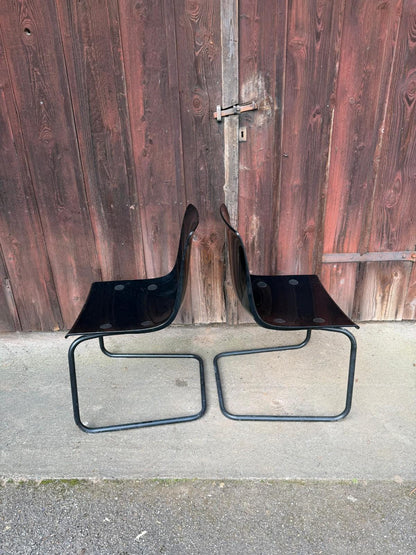 Set von 2 Vintage Stuhl "Tobias" von IKEA Schwarz Polycarbonat