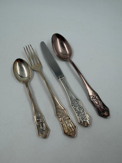 Vintage Kinderbesteck-Set 4-teilig von Krupp Berndorf, versilbert