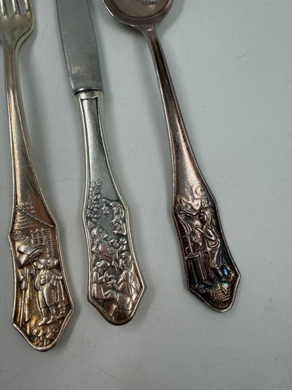 Vintage Kinderbesteck-Set 4-teilig von Krupp Berndorf, versilbert