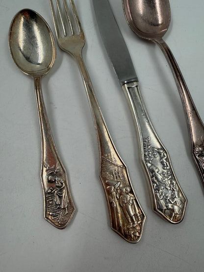 Vintage Kinderbesteck-Set 4-teilig von Krupp Berndorf, versilbert