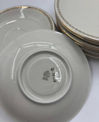 Vintage Geschirrset Zeh Scherzer Bavaria, Goldrand Blumendekor, 12-teilig