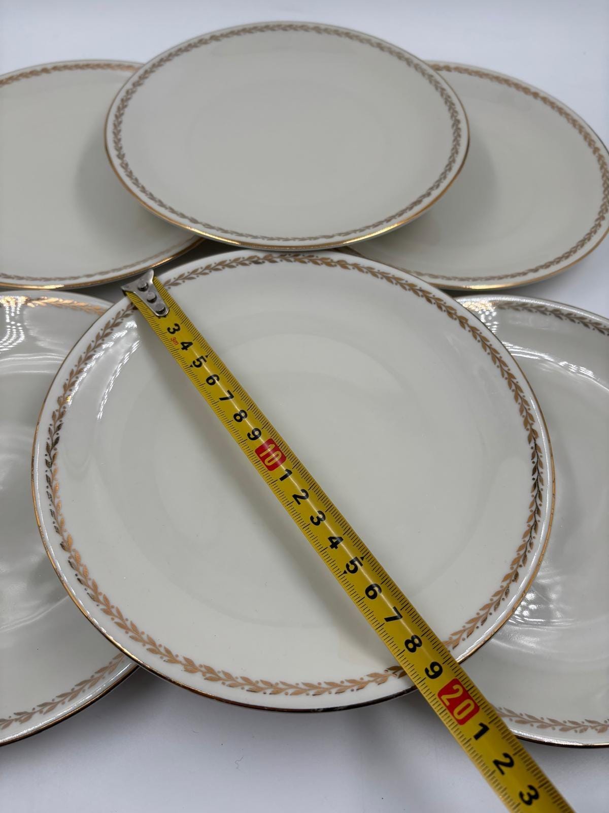 Vintage Geschirrset Zeh Scherzer Bavaria, Goldrand Blumendekor, 12-teilig