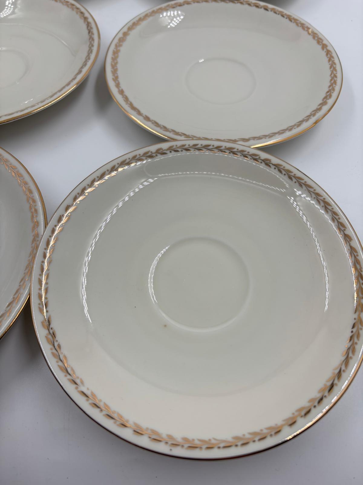 Vintage Geschirrset Zeh Scherzer Bavaria, Goldrand Blumendekor, 12-teilig