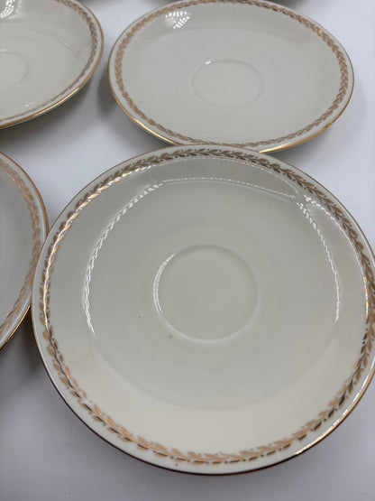 Vintage Geschirrset Zeh Scherzer Bavaria, Goldrand Blumendekor, 12-teilig