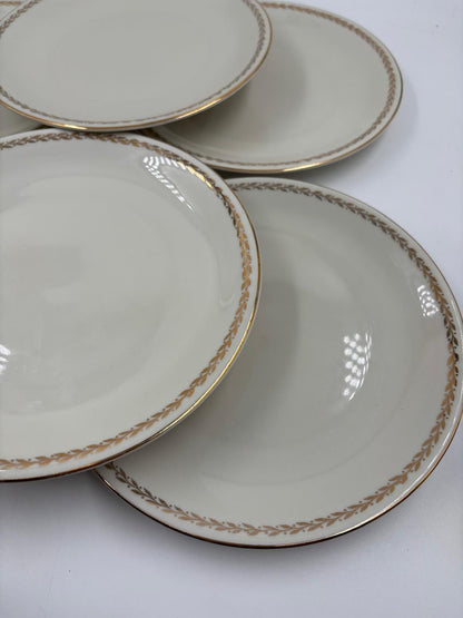 Vintage Geschirrset Zeh Scherzer Bavaria, Goldrand Blumendekor, 12-teilig