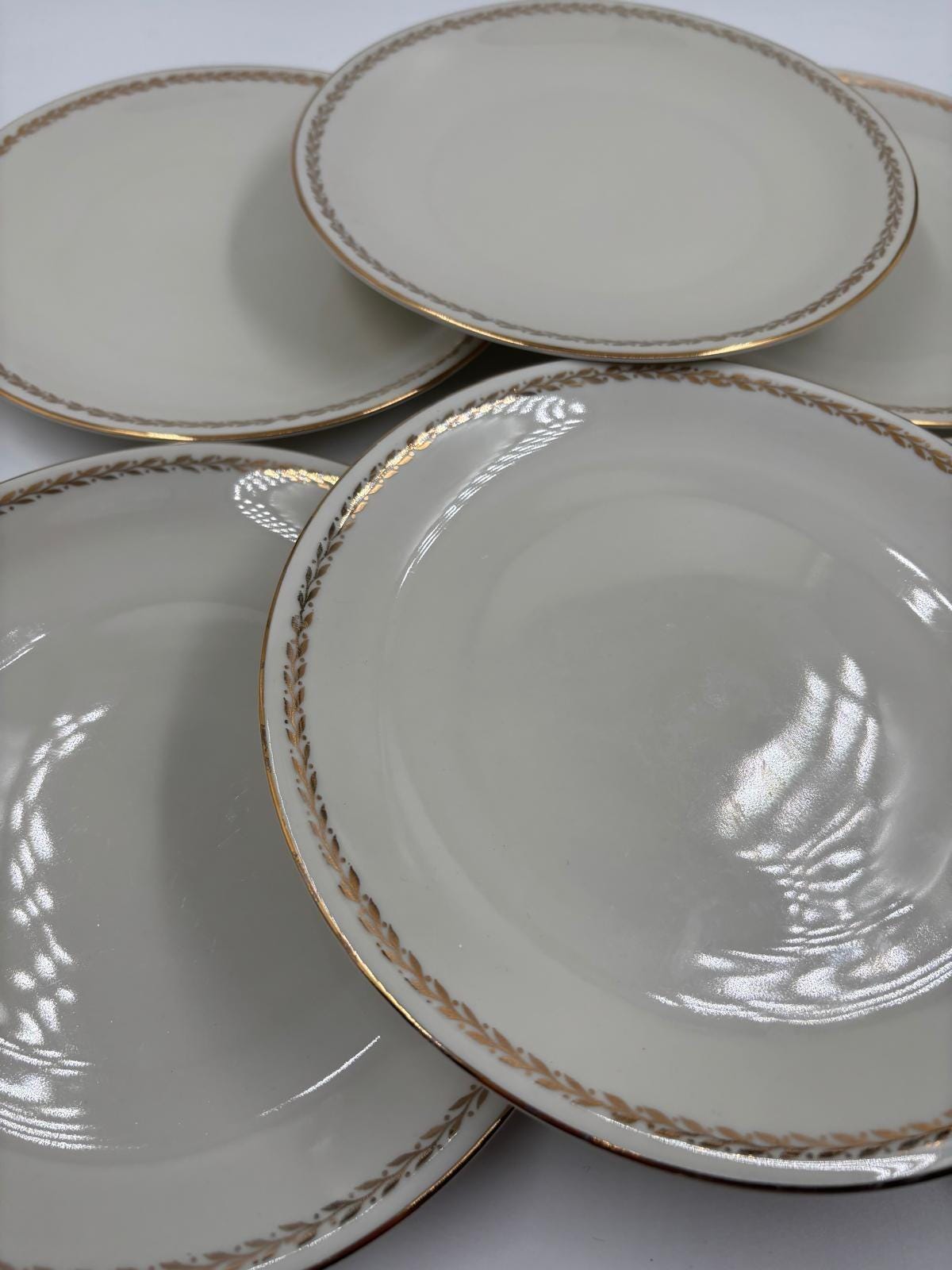Vintage Geschirrset Zeh Scherzer Bavaria, Goldrand Blumendekor, 12-teilig