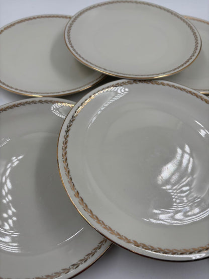 Vintage Geschirrset Zeh Scherzer Bavaria, Goldrand Blumendekor, 12-teilig