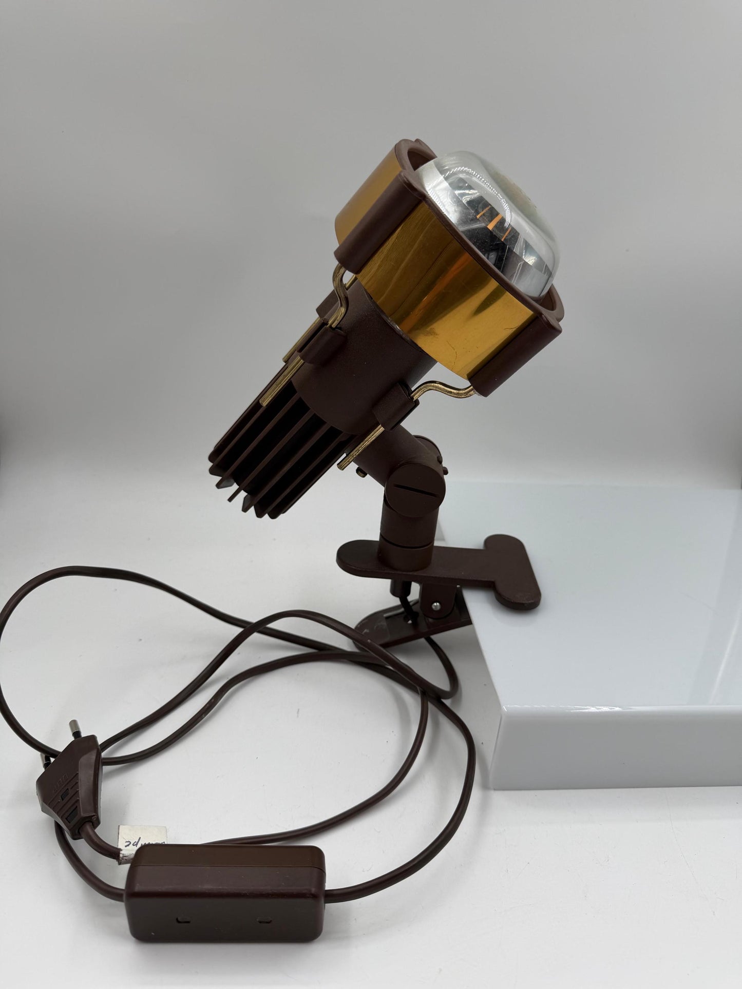 Vintage Space Age Klemmspot mit Goldreflektor