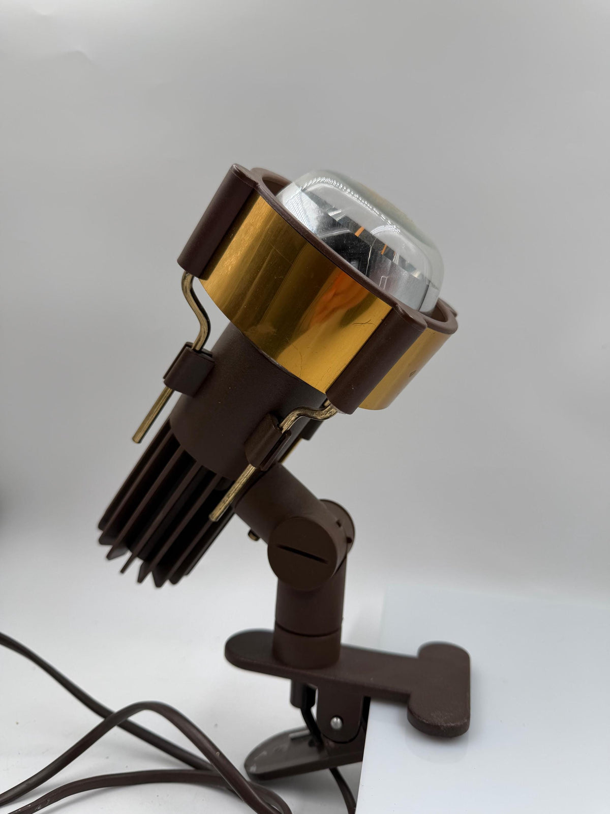 Vintage Space Age Klemmspot mit Goldreflektor