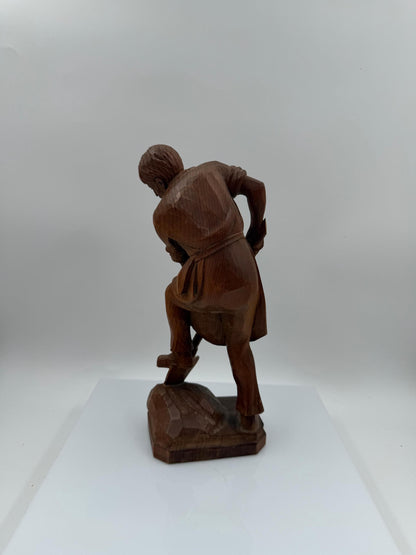 Vintage Schwarzwald Holzfigur "Bauer mit Schaufel" handgeschnitzt