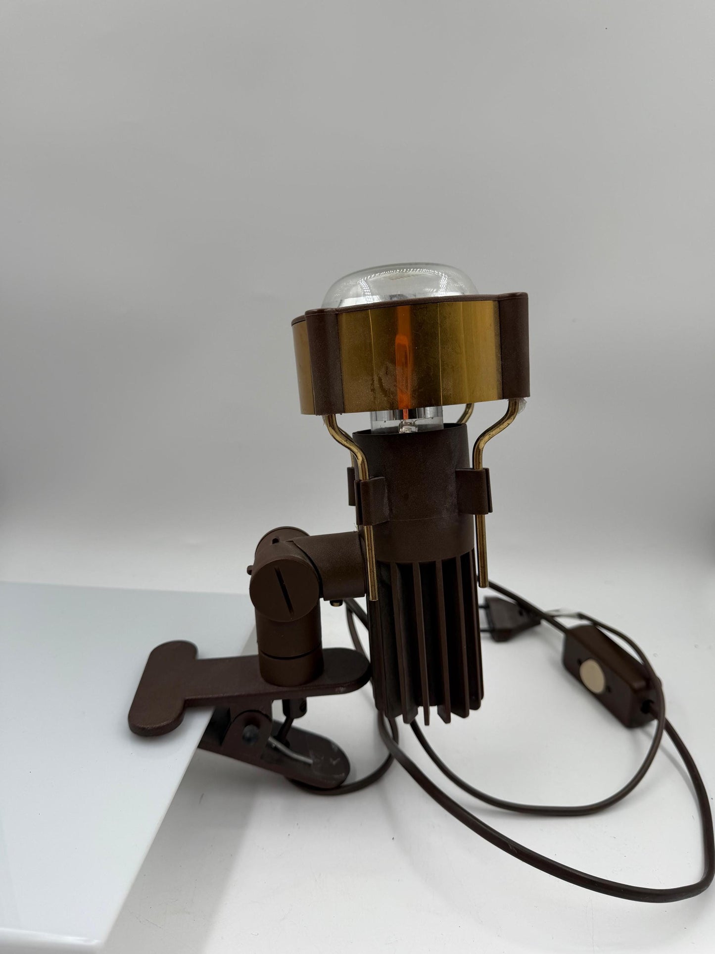 Vintage Space Age Klemmspot mit Goldreflektor