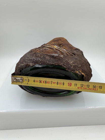 Vintage Karaffe "Waldgeist" Schwarzwälder Volkskunst handgeschnitzt mit Korken
