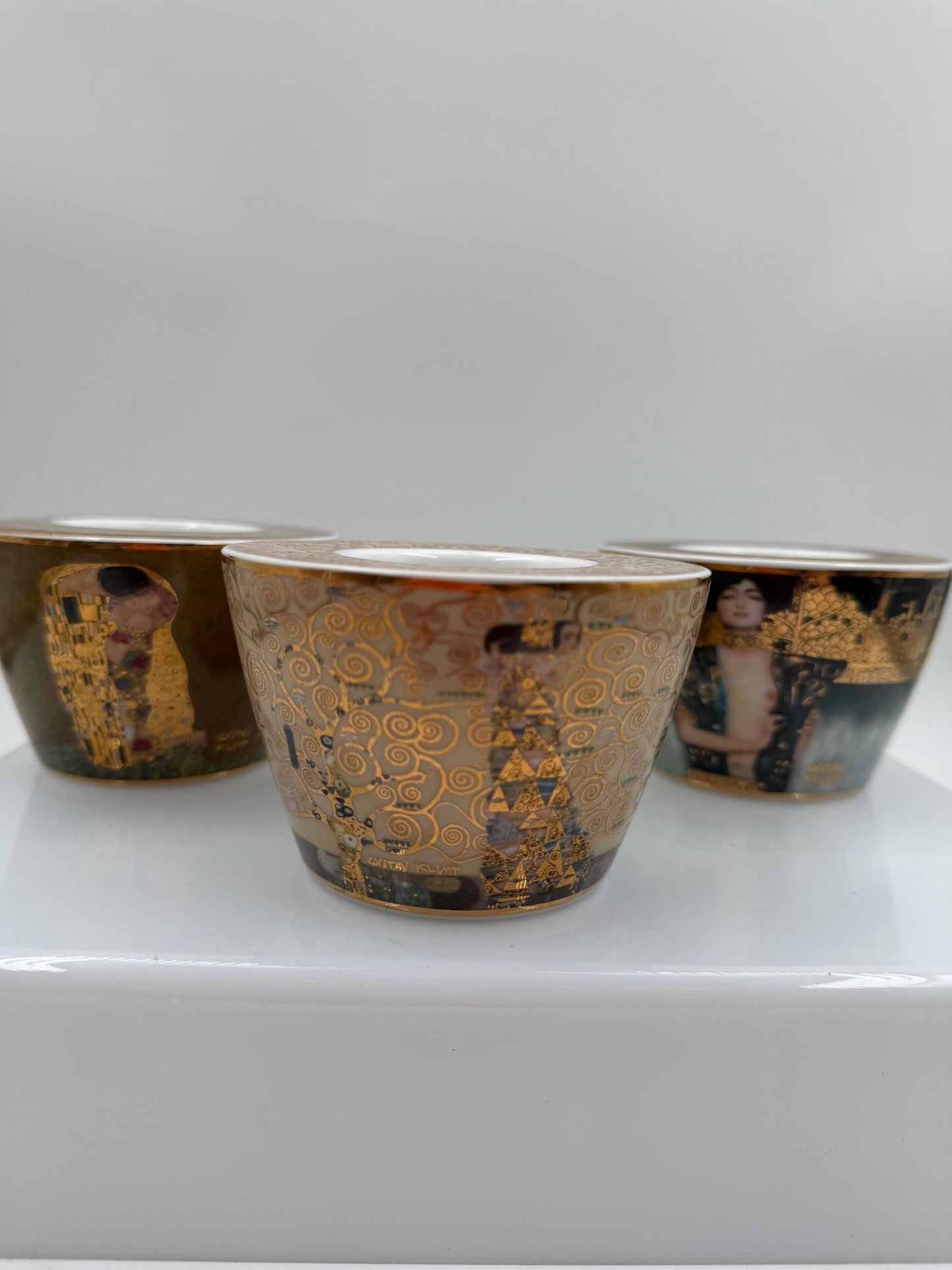 Set von 3 Vintage Teelichthalter "The Kiss", "Adele Bloch-Bauer", "Judith" von Goebel Artis Orbis