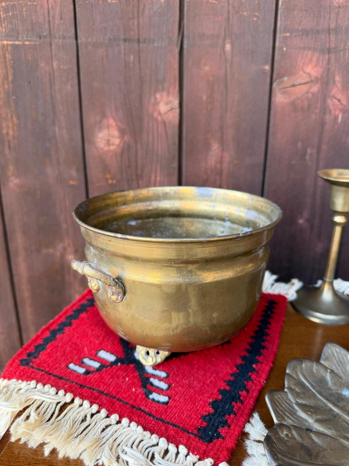 Set von 8 Vintage Orientalisches Marokkanisches Messing und Wollkelim Dekor Set