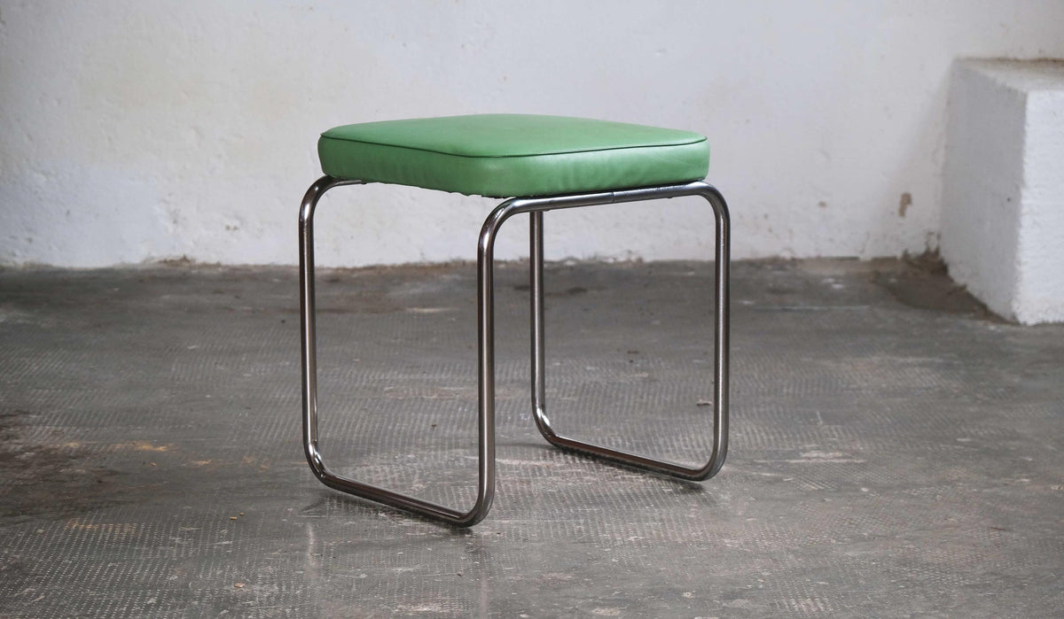 Vintage Bauhaus Hocker in Grün, Mauser zugeschrieben