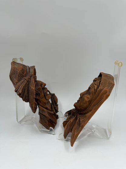 Set von 2 Vintage Schwarzwald Büsten Figuren aus Kunststoff
