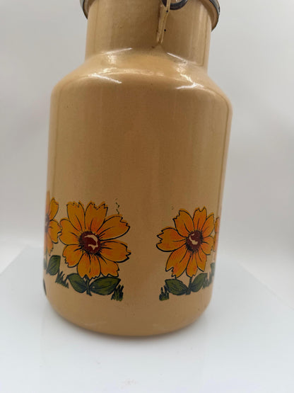 Vintage Emaille Milchkanne Sonnenblumen Gelb, 2L Country Style