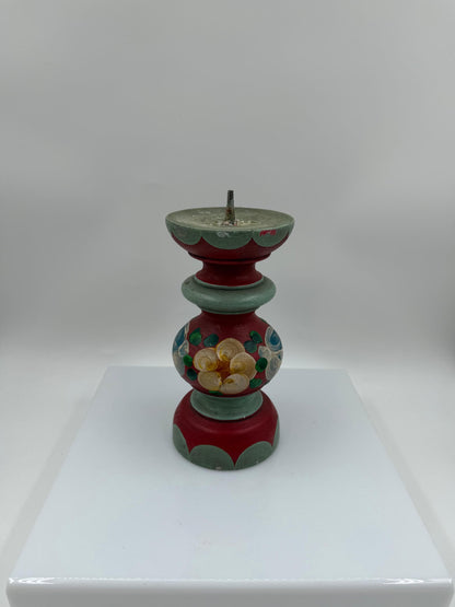 Vintage Kerzenhalter Folk Art Baluster, handbemalt