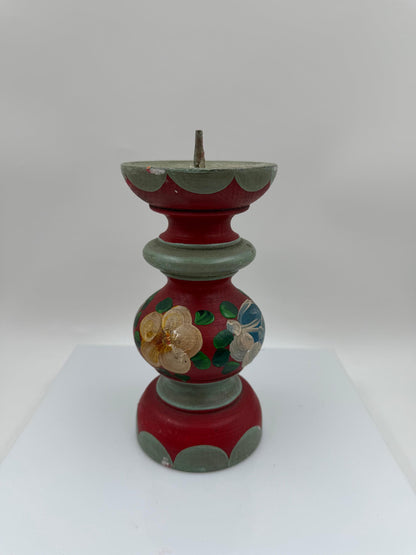 Vintage Kerzenhalter Folk Art Baluster, handbemalt