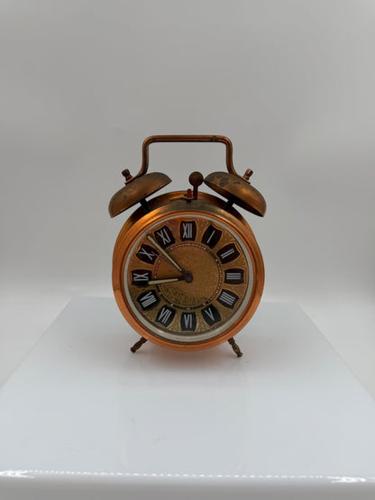 Vintage Wecker Kupfer Doppelglocke mit römischen Zahlen