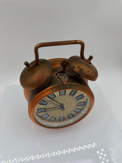 Vintage Wecker Kupfer Doppelglocke mit römischen Zahlen