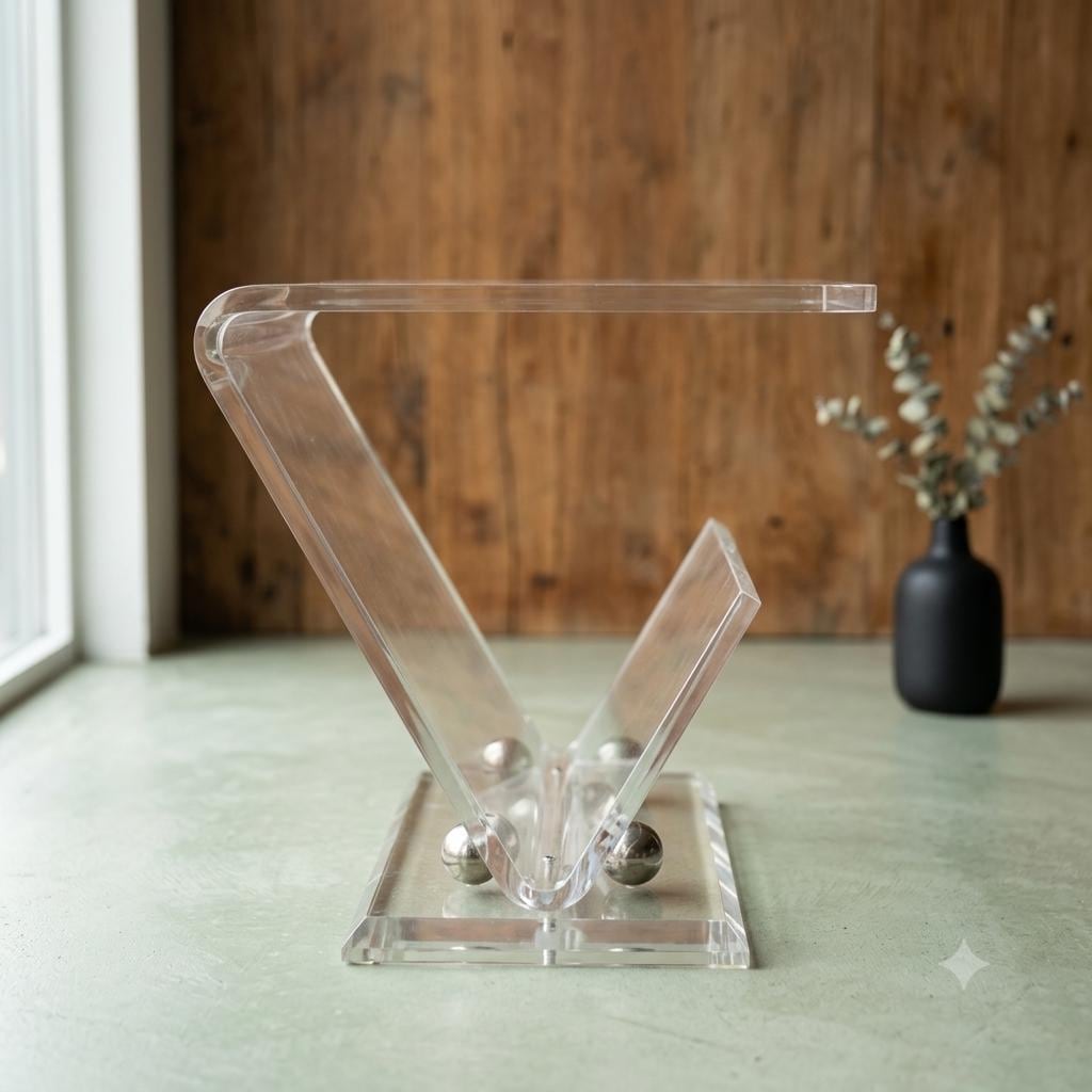 Vintage Beistelltisch Lucite Z-Form im Stil von Charles Hollis Jones