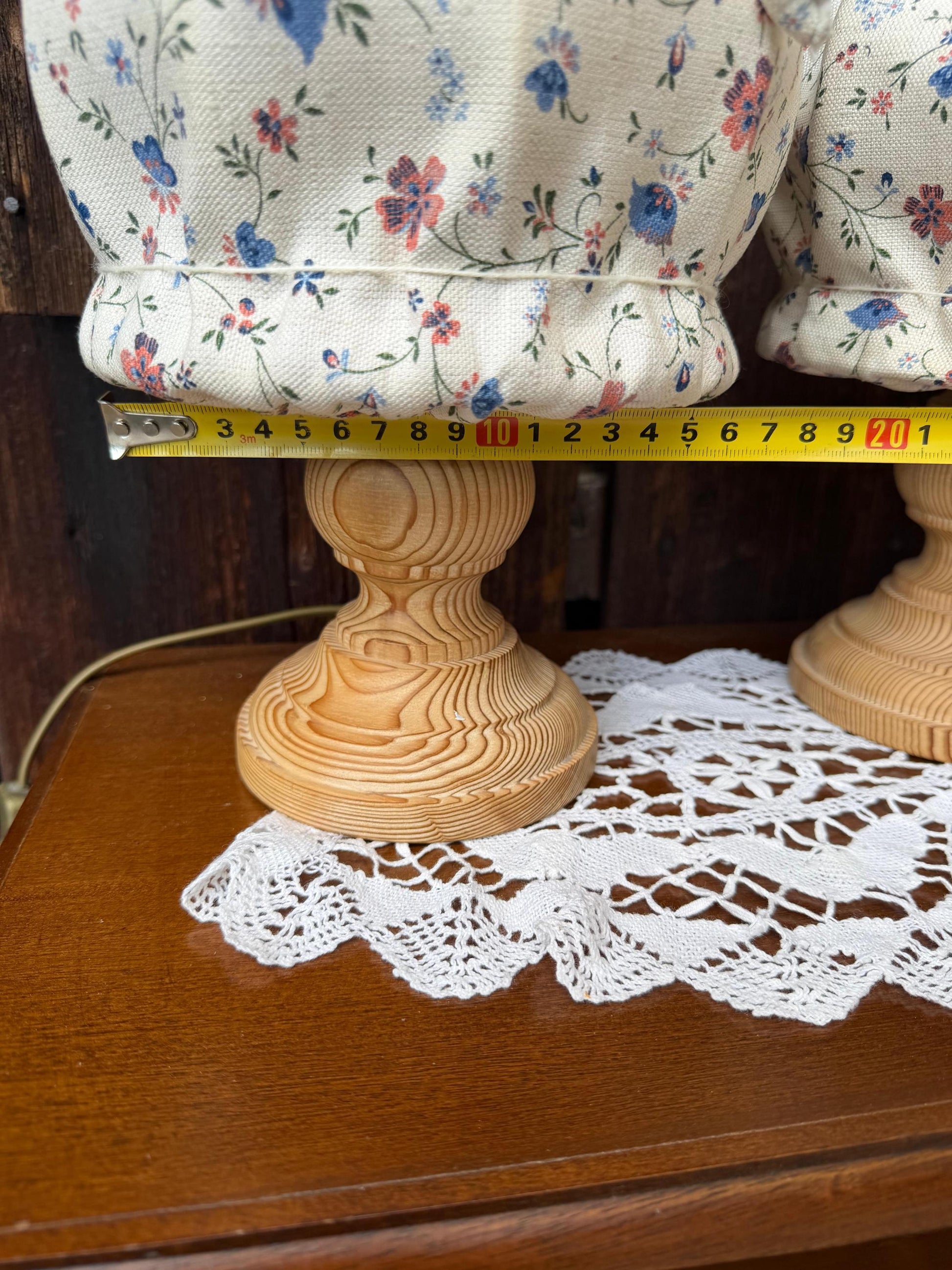 Set von 3 Vintage Lampen Landhausstil mit Blumenmuster