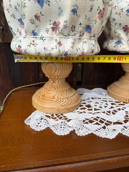 Set von 3 Vintage Lampen Landhausstil mit Blumenmuster