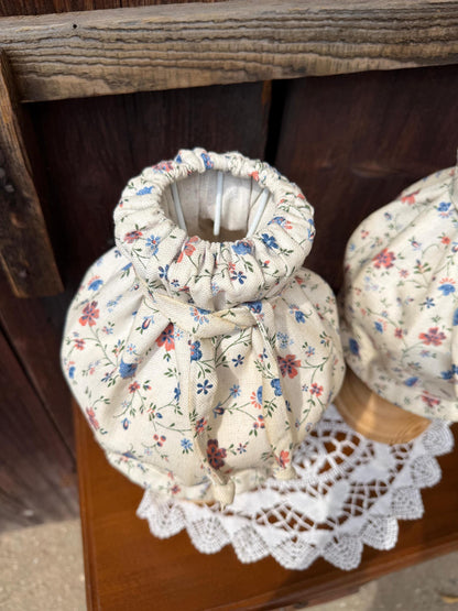 Set von 3 Vintage Lampen Landhausstil mit Blumenmuster