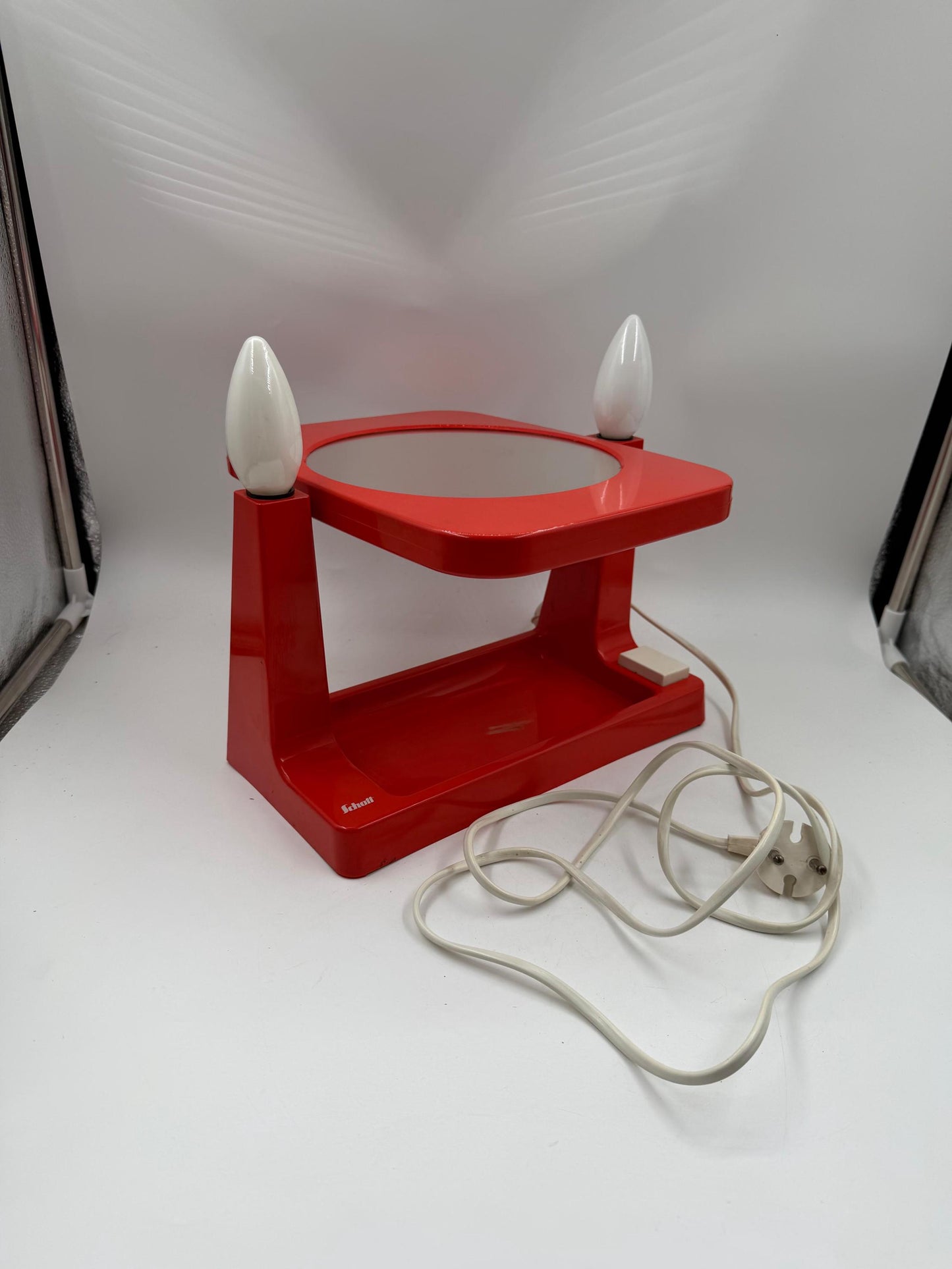 Vintage Space Age Kosmetikspiegel beleuchtet, Rot, 1970er